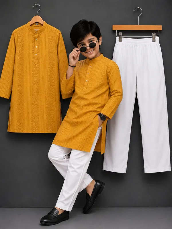 vastraveda_Boys_Casual_Kurta_and_Pyjama_Set_(Yellow_Pack_of_1)