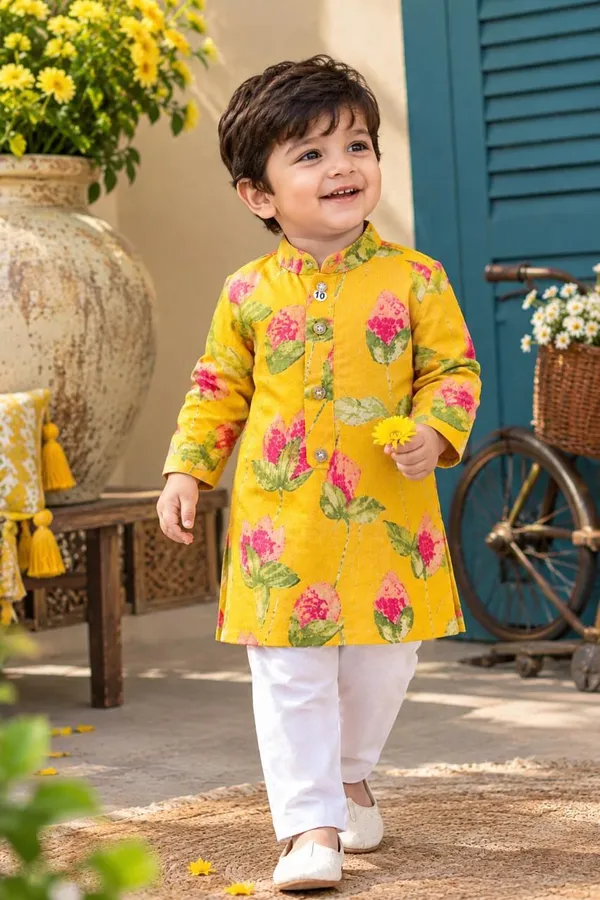 vastraveda_Boys_Festive_&_Party,_Casual,_Wedding_Kurta_and_Pyjama_Set_(Yellow_Pack_of_1)