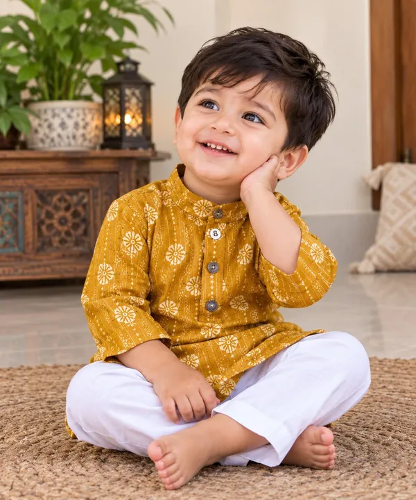 vastraveda_Boys_Festive_&_Party,_Wedding_Kurta_and_Pyjama_Set_(Yellow_Pack_of_1)