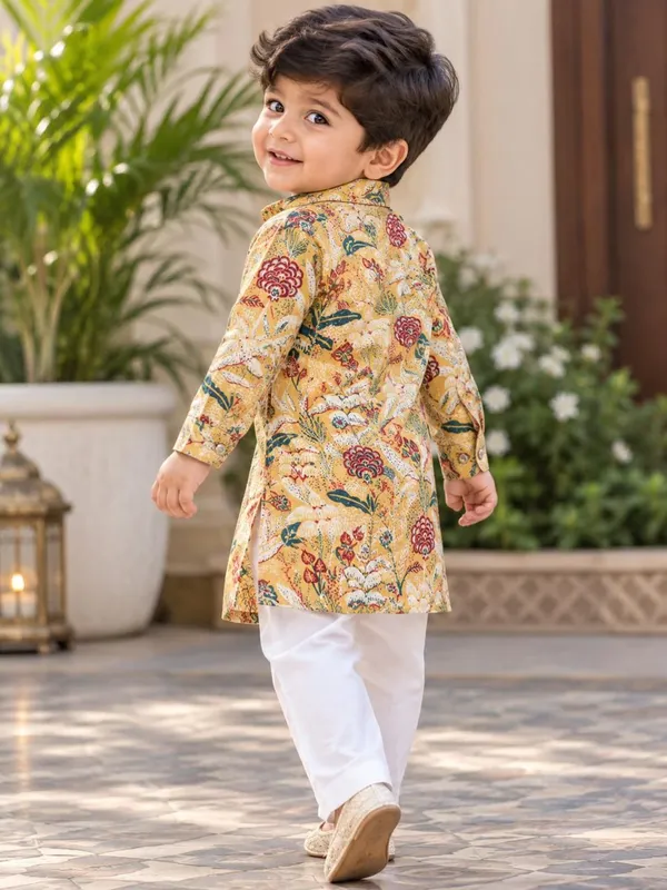 vastraveda_Boys_Festive_&_Party,_Wedding_Kurta_and_Pyjama_Set_(Yellow_Pack_of_1)