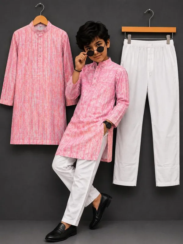vastraveda_Boys_Wedding,_Festive_&_Party_Kurta_and_Pyjama_Set_(Pink_Pack_of_1)