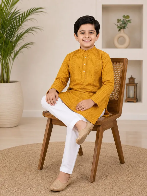 VASTRADEVA_Boys_Festive_&_Party,_Wedding_Kurta_and_Pyjama_Set_(Yellow_Pack_of_2)