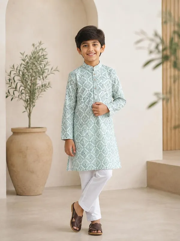 vastraveda_Boys_Casual_Kurta_and_Pyjama_Set_(Green_Pack_of_1)