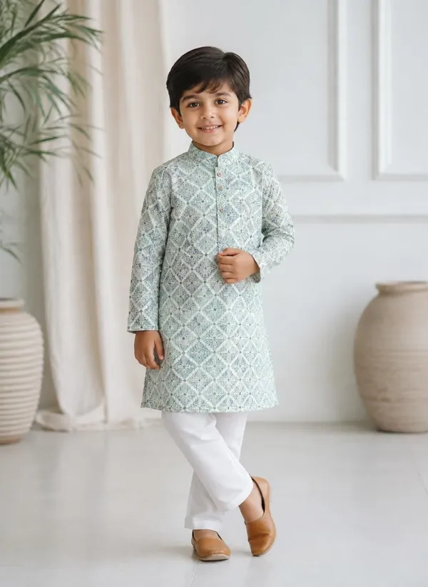 vastraveda_Boys_Casual_Kurta_and_Pyjama_Set_(Green_Pack_of_1)