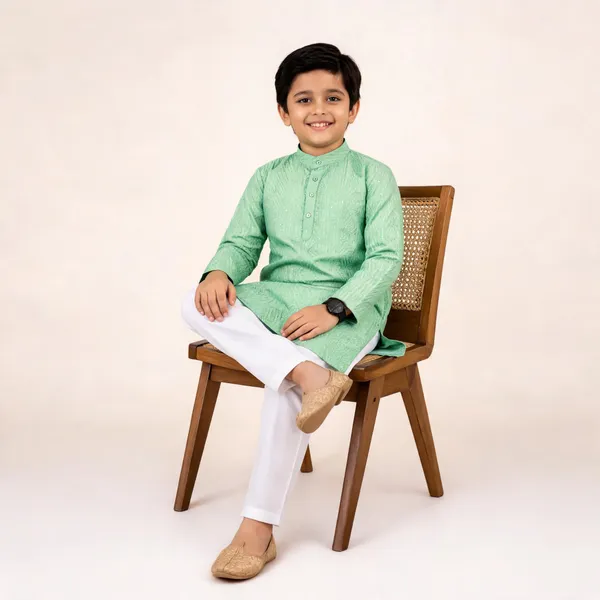 Vastraveda_Boys_Casual_Kurta_And_Pyjama_Set_(Light_Green_Pack_Of_1)