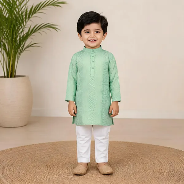 Vastraveda_Boys_Casual_Kurta_And_Pyjama_Set_(Light_Green_Pack_Of_1)