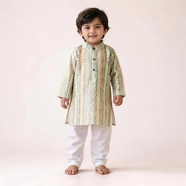 Vastraveda_Boys_Casual_Kurta_And_Pyjama_Set_(Gold_Pack_Of_1)