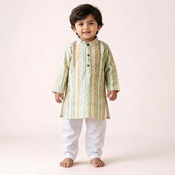 Vastraveda_Boys_Casual_Kurta_And_Pyjama_Set_(Gold_Pack_Of_1)