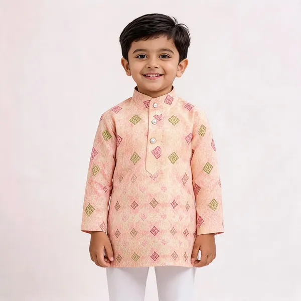 Vastraveda_Boys_Casual_Kurta_And_Pyjama_Set_(Orange_Pack_Of_1)