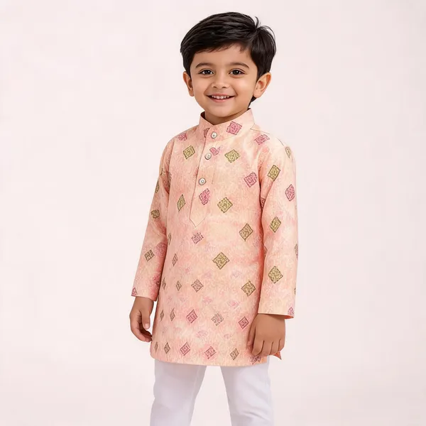 Vastraveda_Boys_Casual_Kurta_And_Pyjama_Set_(Orange_Pack_Of_1)