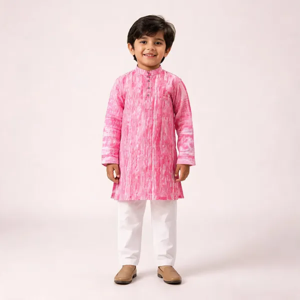 Vastraveda_Boys_Wedding,_Festive_&_Party_Kurta_And_Pyjama_Set_(Pink_Pack_Of_1)