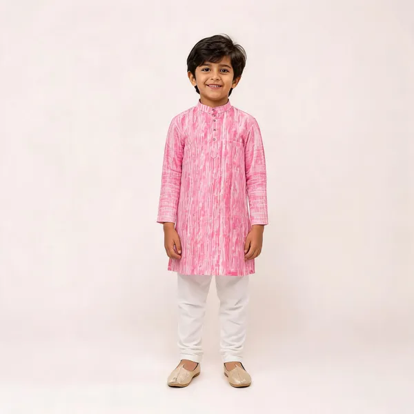 Vastraveda_Boys_Casual_Kurta_And_Pyjama_Set_(Pink_Pack_Of_1)