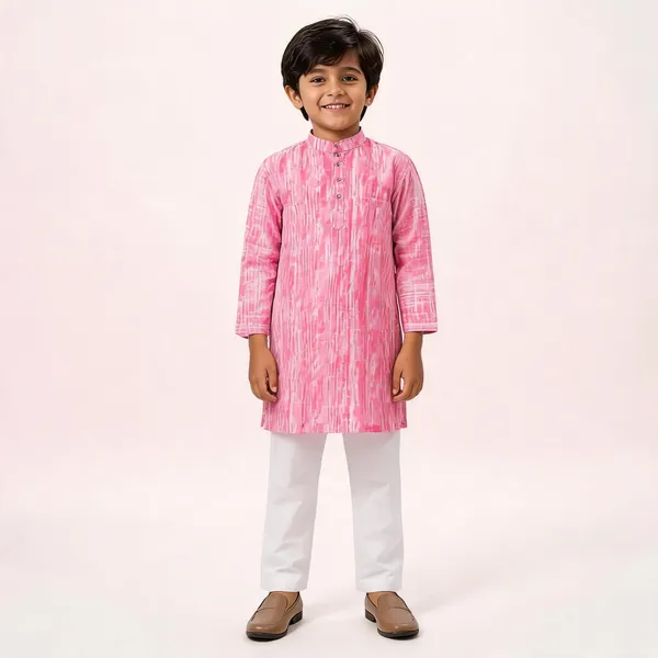 Vastraveda_Boys_Casual_Kurta_And_Pyjama_Set_(Pink_Pack_Of_1)