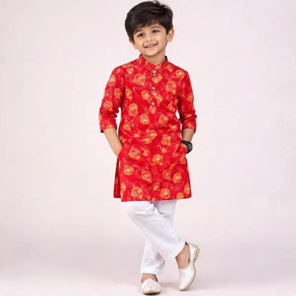 Vastraveda_Boys_Festive_&_Party,_Casual,_Wedding_Kurta_And_Pyjama_Set_(Red_Pack_Of_1)