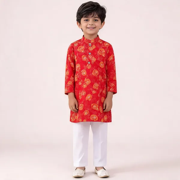 Vastraveda_Boys_Festive_&_Party,_Casual,_Wedding_Kurta_And_Pyjama_Set_(Red_Pack_Of_1)