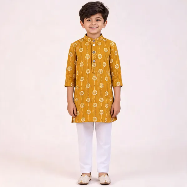 Vastraveda_Boys_Festive_&_Party_Kurta_And_Pyjama_Set_(Yellow_Pack_Of_1)
