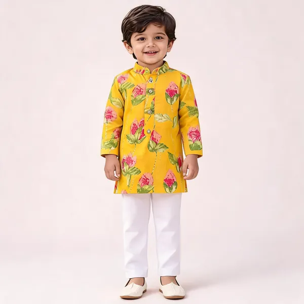 Vastraveda_Boys_Festive_&_Party,_Casual,_Wedding_Kurta_And_Pyjama_Set_(Yellow_Pack_Of_1)