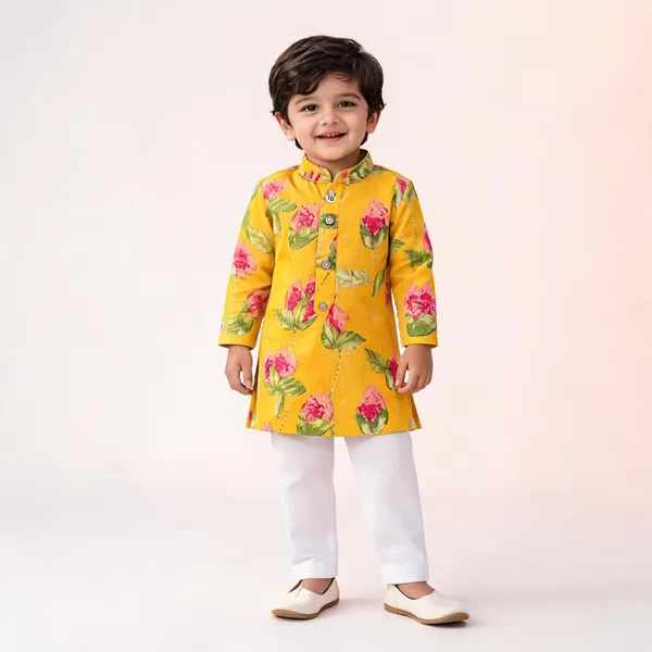 Vastraveda_Boys_Festive_&_Party,_Wedding_Kurta_And_Pyjama_Set_(Yellow_Pack_Of_1)