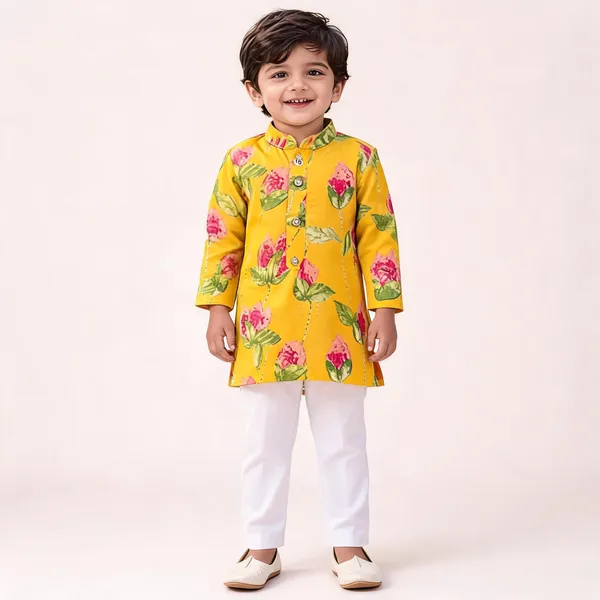 Vastraveda_Boys_Festive_&_Party,_Wedding_Kurta_And_Pyjama_Set_(Yellow_Pack_Of_1)