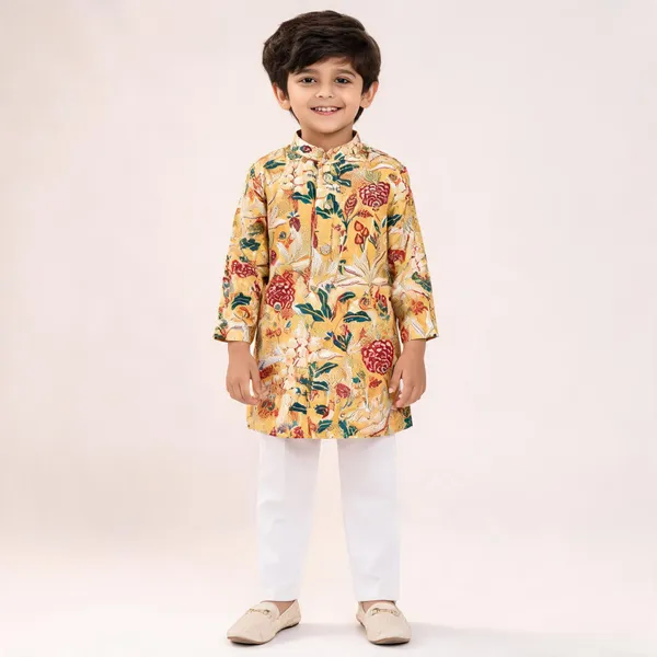Vastraveda_Boys_Festive_&_Party,_Wedding_Kurta_And_Pyjama_Set_(Yellow_Pack_Of_1)