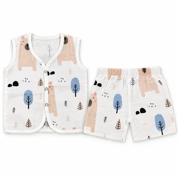 White_Cotton_Sleeveless_Printed_Top_And_Shorts_Set_For_Babies