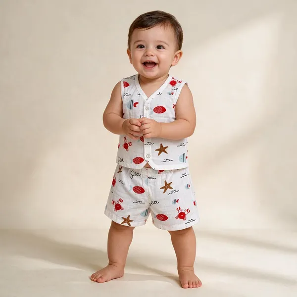 White_Cotton_Printed_Sleeveless_Baby_Outfit_Set_For_Babies