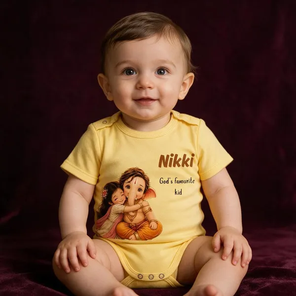 Yellow_Interlock_Jersey_Short_Sleeve_Printed_Bodysuit_For_Babies