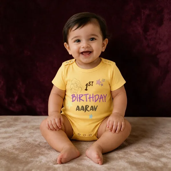 Yellow_Interlock_Jersey_Short_Sleeve_Birthday_Bodysuit_For_Babies