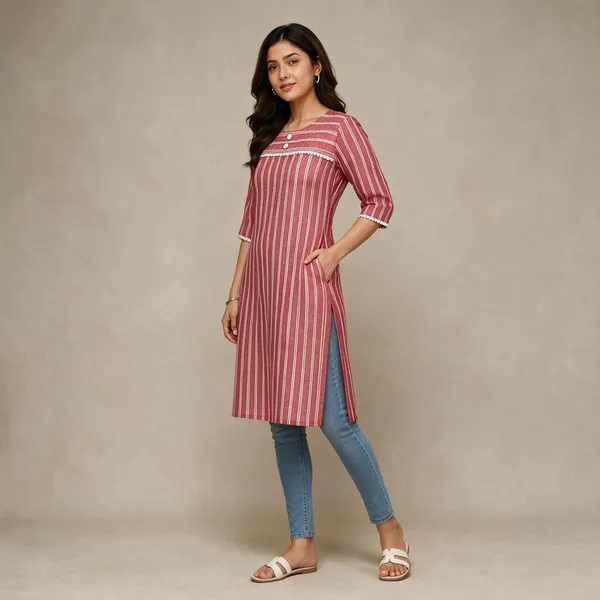 Pink_Cotton_Striped_Straight_Kurta_For_Women