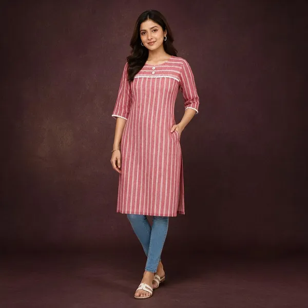Pink_Cotton_Striped_Straight_Kurta_For_Women