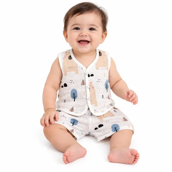 White_Cotton_Sleeveless_Printed_Top_And_Shorts_Set_For_Babies