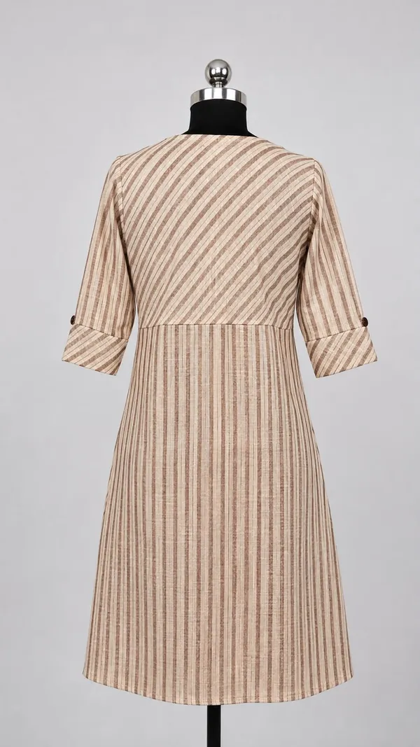 Beige_Cotton_Striped_A-Line_Kurta_For_Women