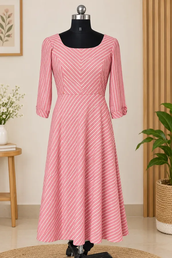 Pink_Cotton_Striped_Flared_Maternity_Maxi_Dress_For_Women