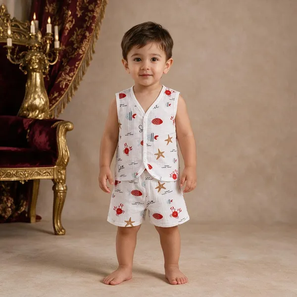 White_Cotton_Sleeveless_Printed_Baby_Outfit_Set_For_Kids