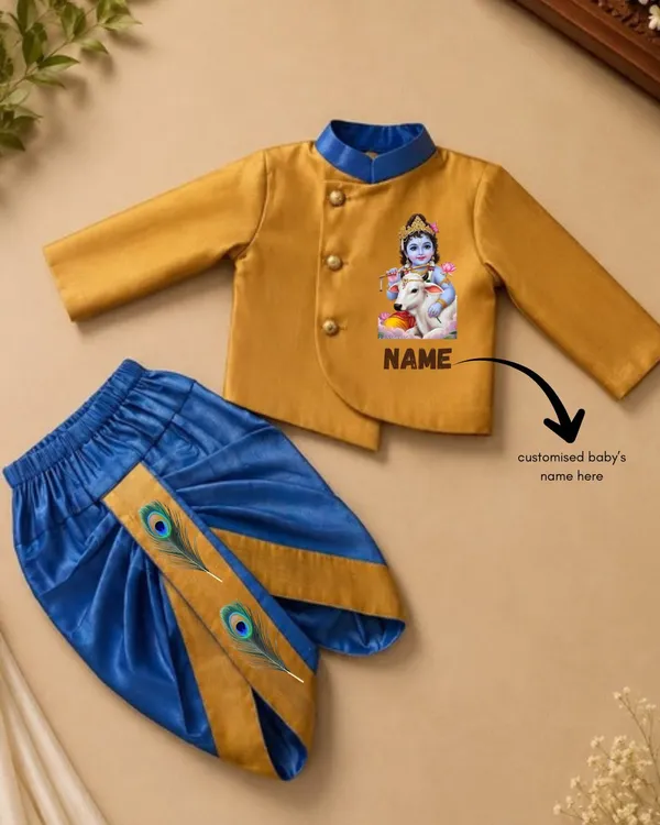 Mustard_Blue_Tissue_Krishna_Costume_Dhoti_Set_For_Babies