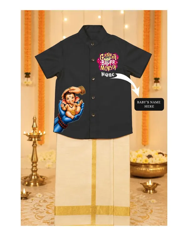 Black_Cotton_Ethnic_Kurta_Dhoti_Set_For_Babies