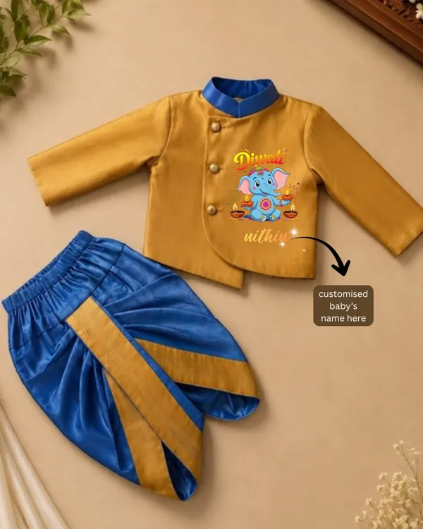 Mustard_Blue_Tissue_Ethnic_Kurta_Dhoti_Set_For_Babies