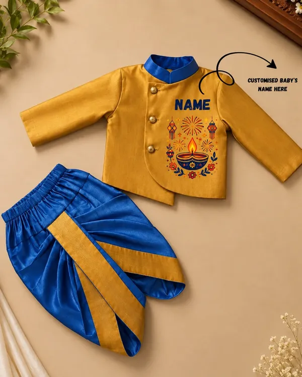 Mustard_Blue_Tissue_Festive_Kurta_Dhoti_Set_For_Babies