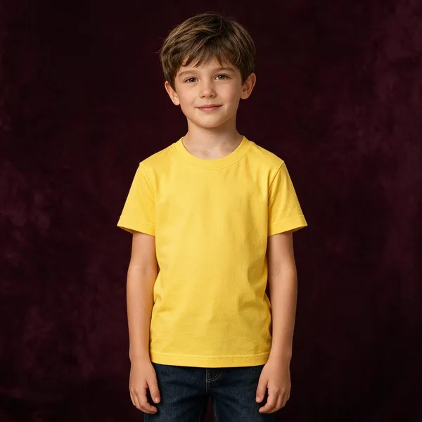 Yellow_Interlock_Jersey_Crew_Neck_T-Shirt_For_Boys