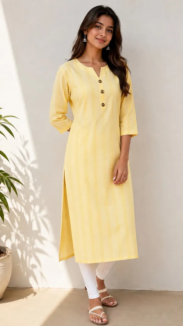Yellow_Cotton_Straight_Kurta_For_Women
