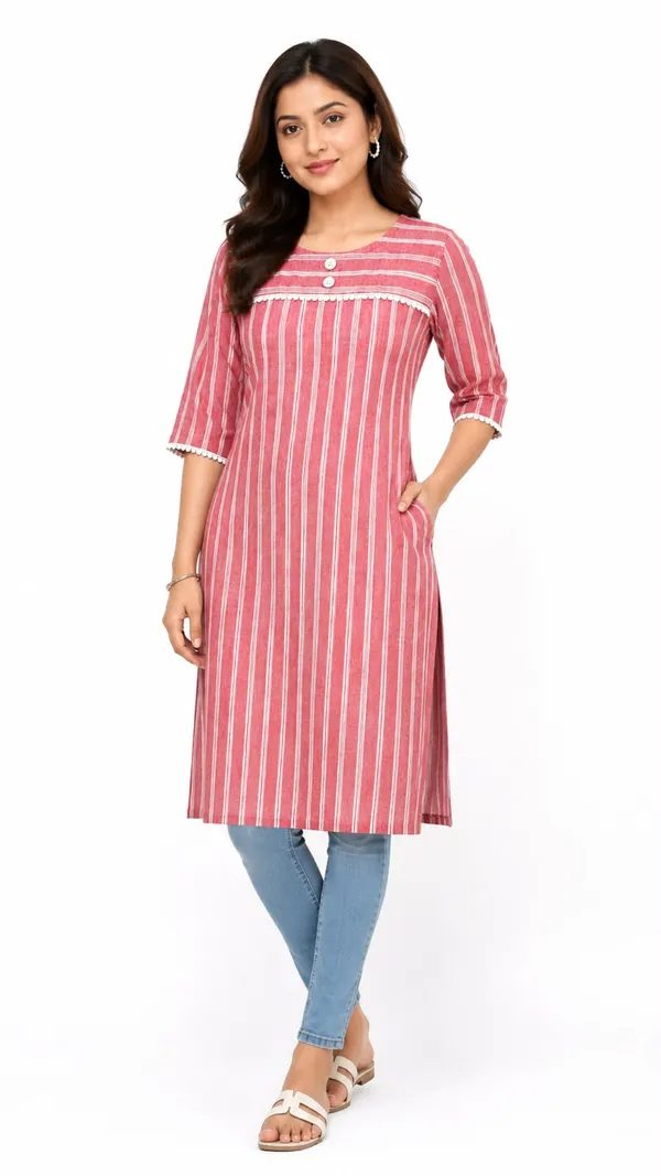 Pink_Cotton_Striped_Straight_Kurta_For_Women