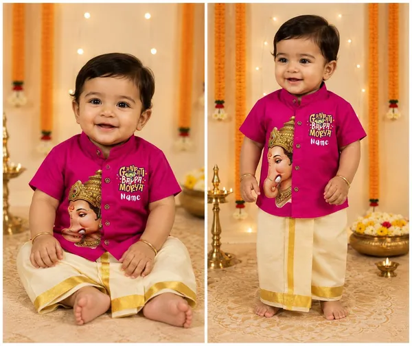 Pink_Cotton_Ethnic_Kurta_Dhoti_Set_For_Babies