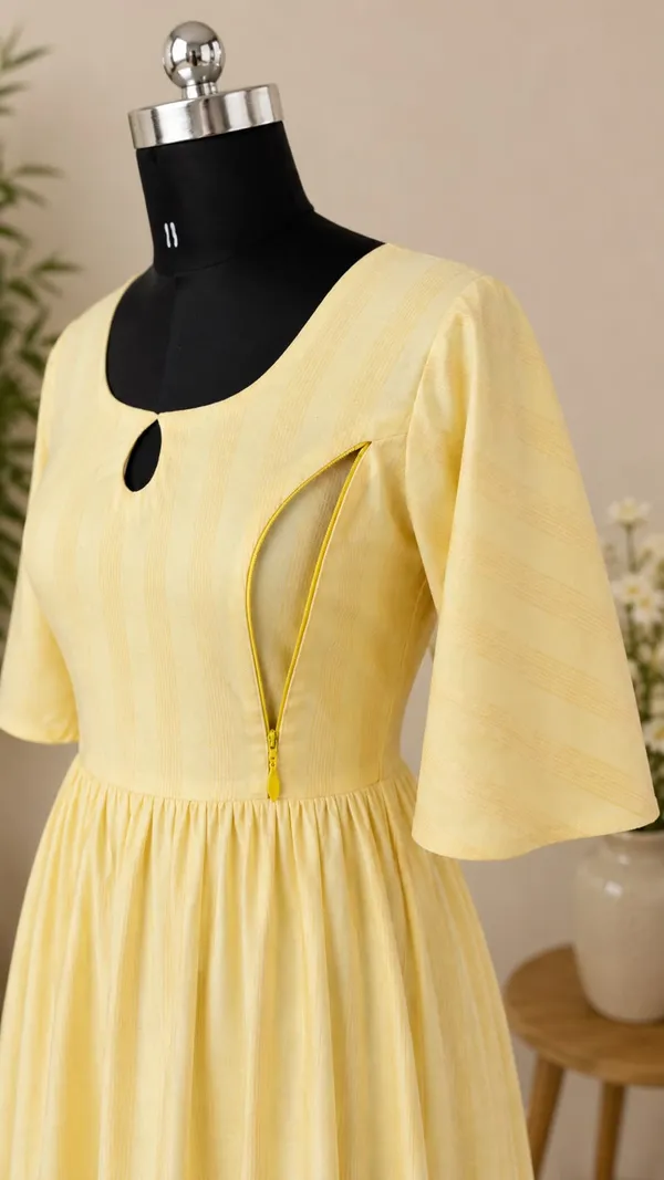 Yellow_Cotton_Flared_Maternity_Maxi_Dress_For_Women