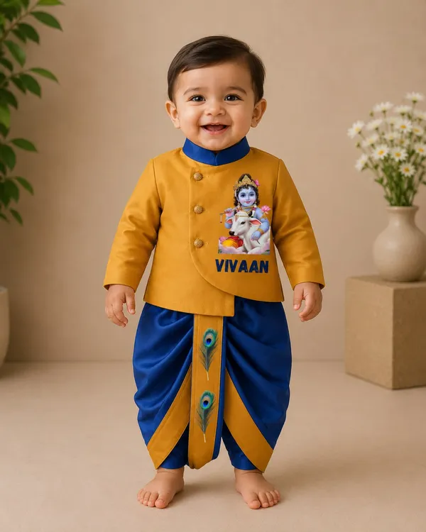 Mustard_Blue_Tissue_Krishna_Costume_Dhoti_Set_For_Babies