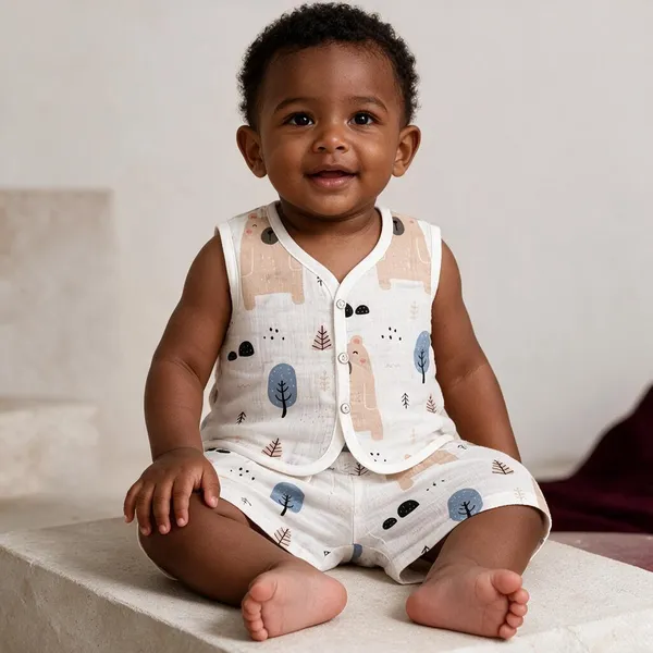 White_Cotton_Sleeveless_Printed_Top_And_Shorts_Set_For_Babies