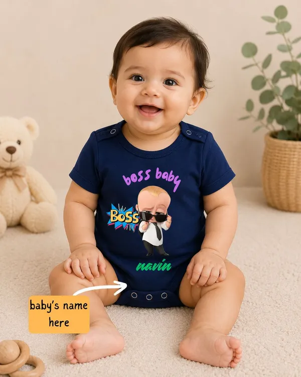 Navy_Interlock_Jersey_Printed_Short_Sleeve_Baby_Bodysuit_For_Babies