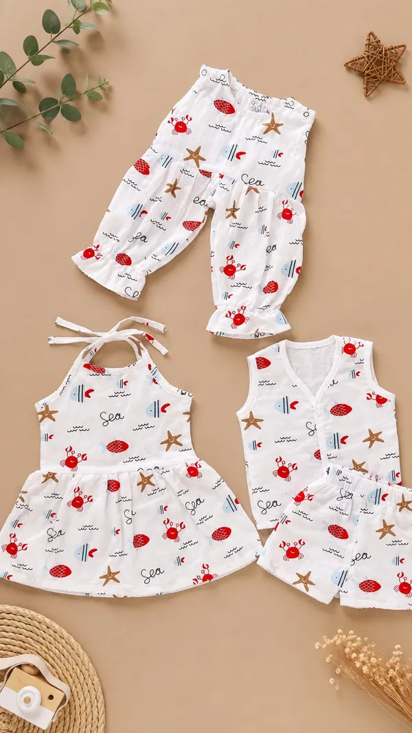 White_Cotton_Sleeveless_Printed_Baby_Outfit_Set_For_Kids