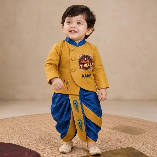 Gold_Blue_Tissue_Traditional_Kurta_Dhoti_Set_For_Babies