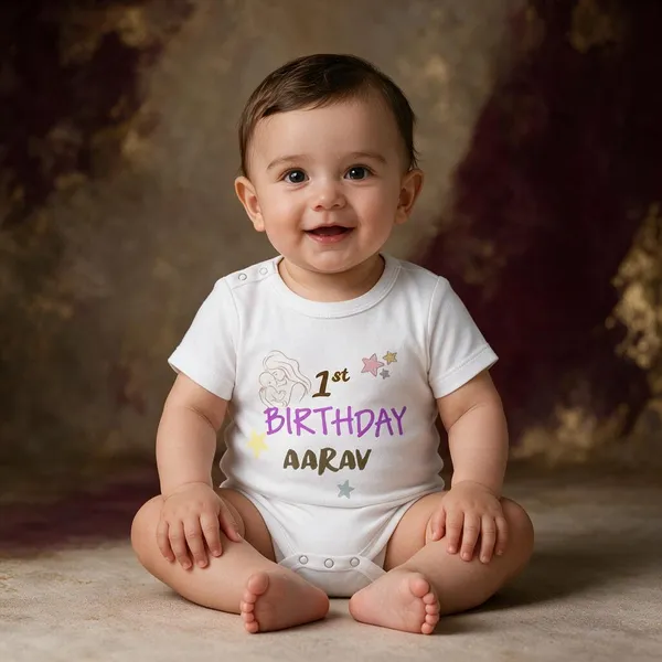 White_Interlock_Jersey_Short_Sleeve_First_Birthday_Bodysuit_For_Babies