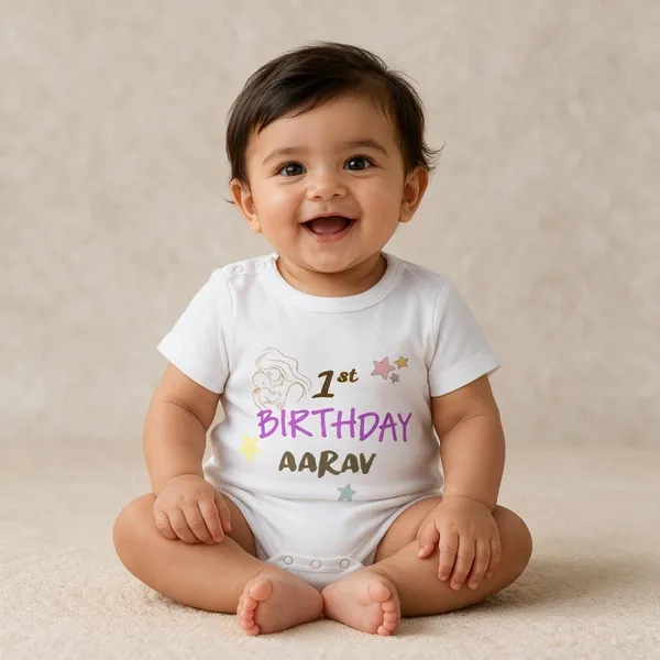 White_Interlock_Jersey_Short_Sleeve_First_Birthday_Bodysuit_For_Babies